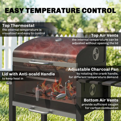 Portable Stainless Steel BBQ Trolley Grill With Wheels, Side Shelf Charcoal BBQ Grils at Gallery Canada