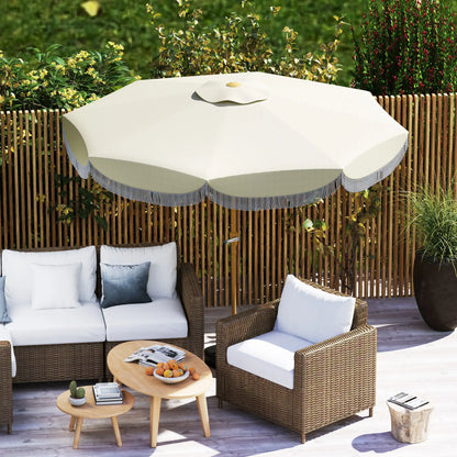9FT Patio Umbrella, UPF 30+, Crank, 8 Ribs, Push Button Tilt, Cream White Patio Umbrellas at Gallery Canada