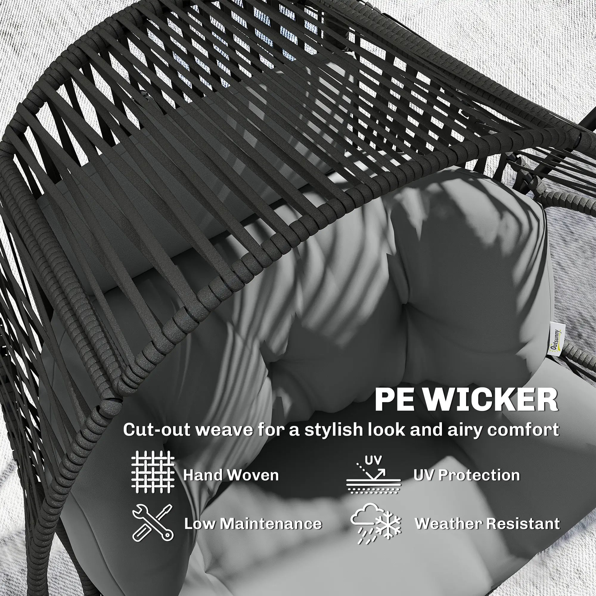 Wicker Egg Chair, Indoor Outdoor Rattan Lounge Chair, Grey Patio Chairs at Gallery Canada