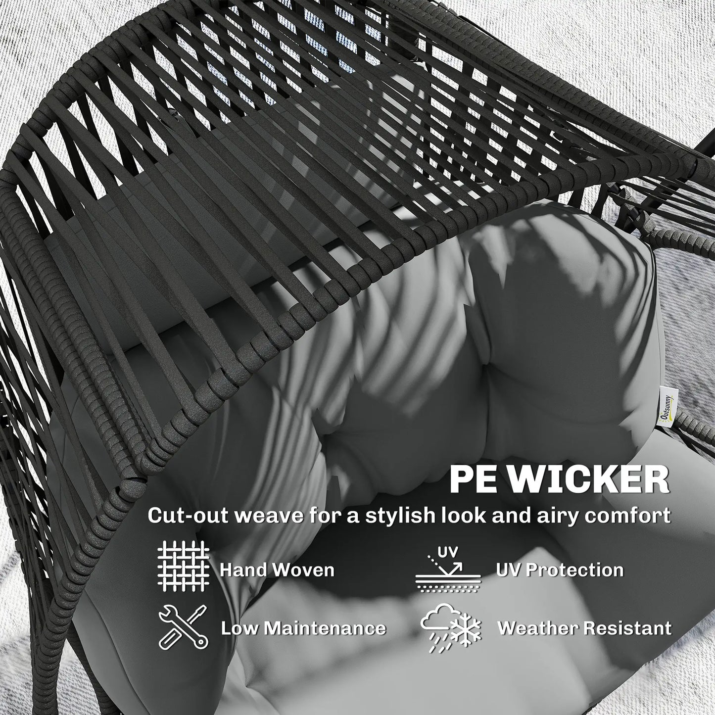Wicker Egg Chair, Indoor Outdoor Rattan Lounge Chair, Grey Patio Chairs at Gallery Canada