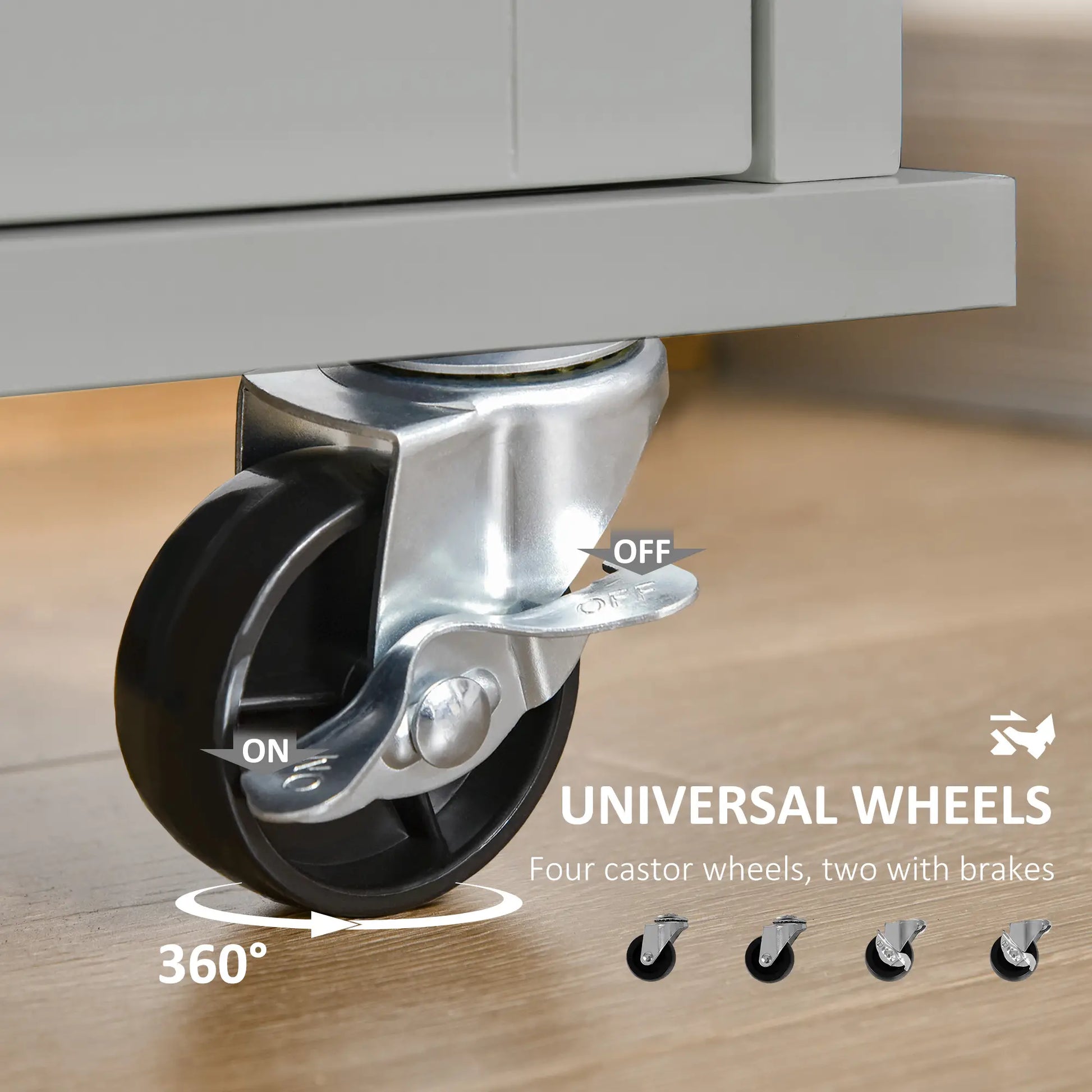 Rolling Kitchen Island, Cart with 2 Drawers, 3 Door Cabinets, 3-Doors, Grey Kitchen Islands & Kitchen Carts at Gallery Canada