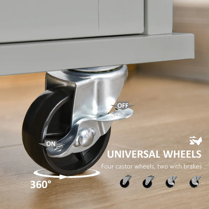 Rolling Kitchen Island, Cart with 2 Drawers, 3 Door Cabinets, 3-Doors, Grey Kitchen Islands & Kitchen Carts at Gallery Canada