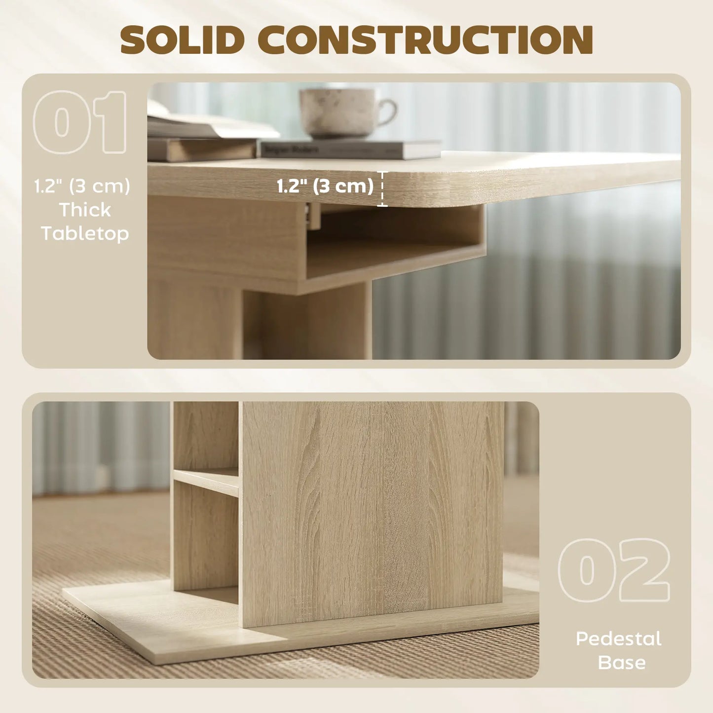 Extendable Dining Table, 43.3"-51.2", Natural Wood, 6 Shelves Dining Tables at Gallery Canada