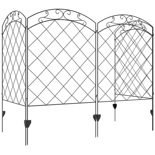 4 Pack Garden Fencing for Yard, Decorative Fence Panels as Animal Barrier and Flower Edging, Circle, Black