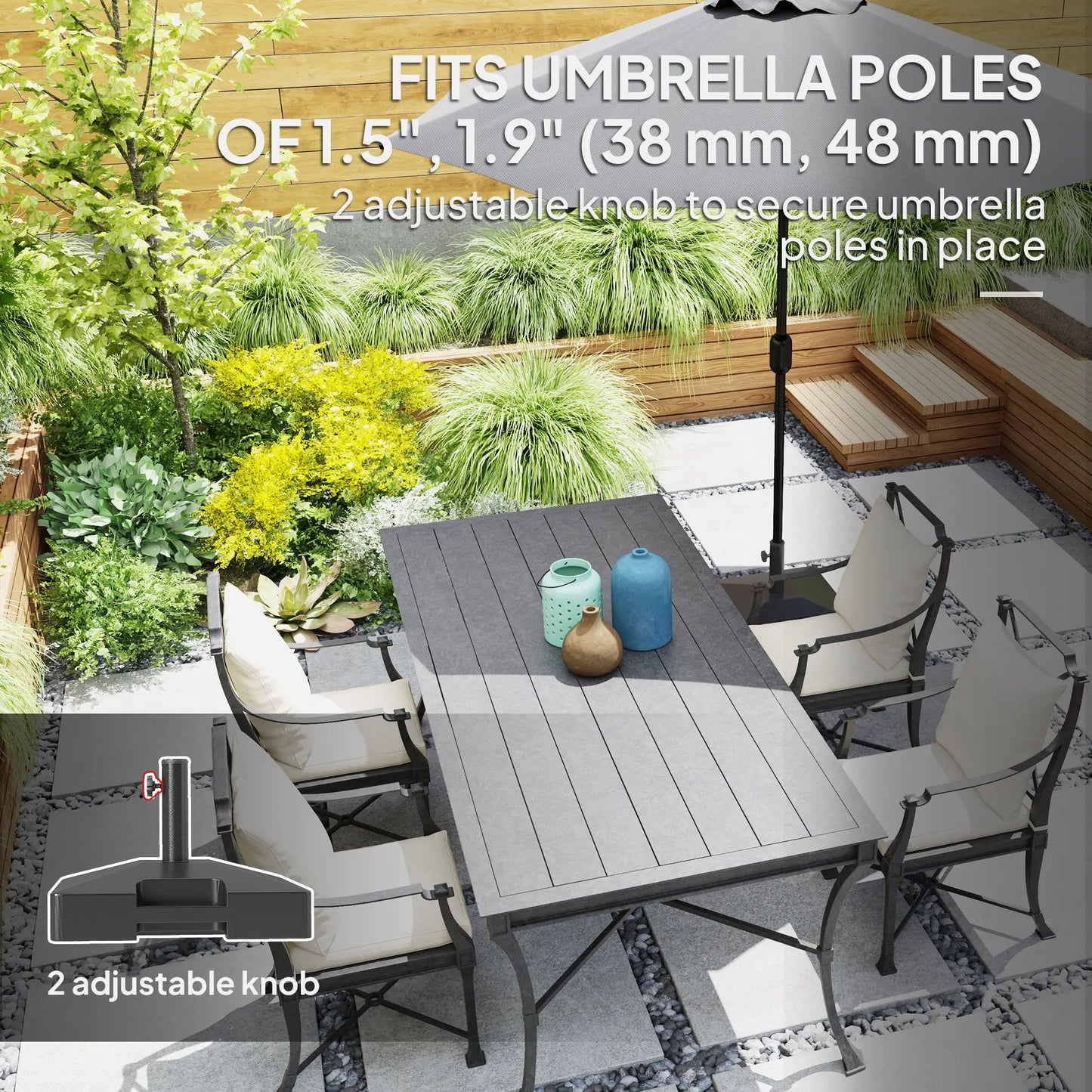 Heavy Duty Outdoor Umbrella Base with Wheels, Holds 73lbs, Black Umbrella Bases at Gallery Canada