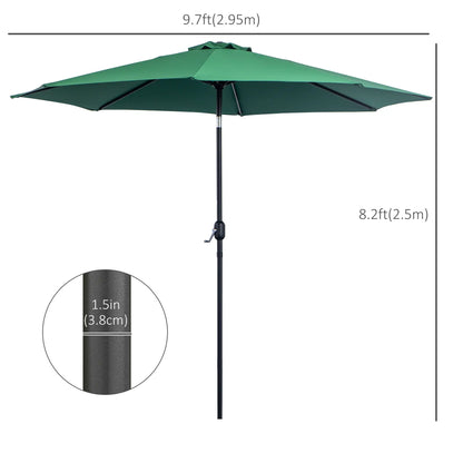 10' x 8' Round Market Umbrella, Crank Handle, Tilt, Green Sun Umbrellas at Gallery Canada