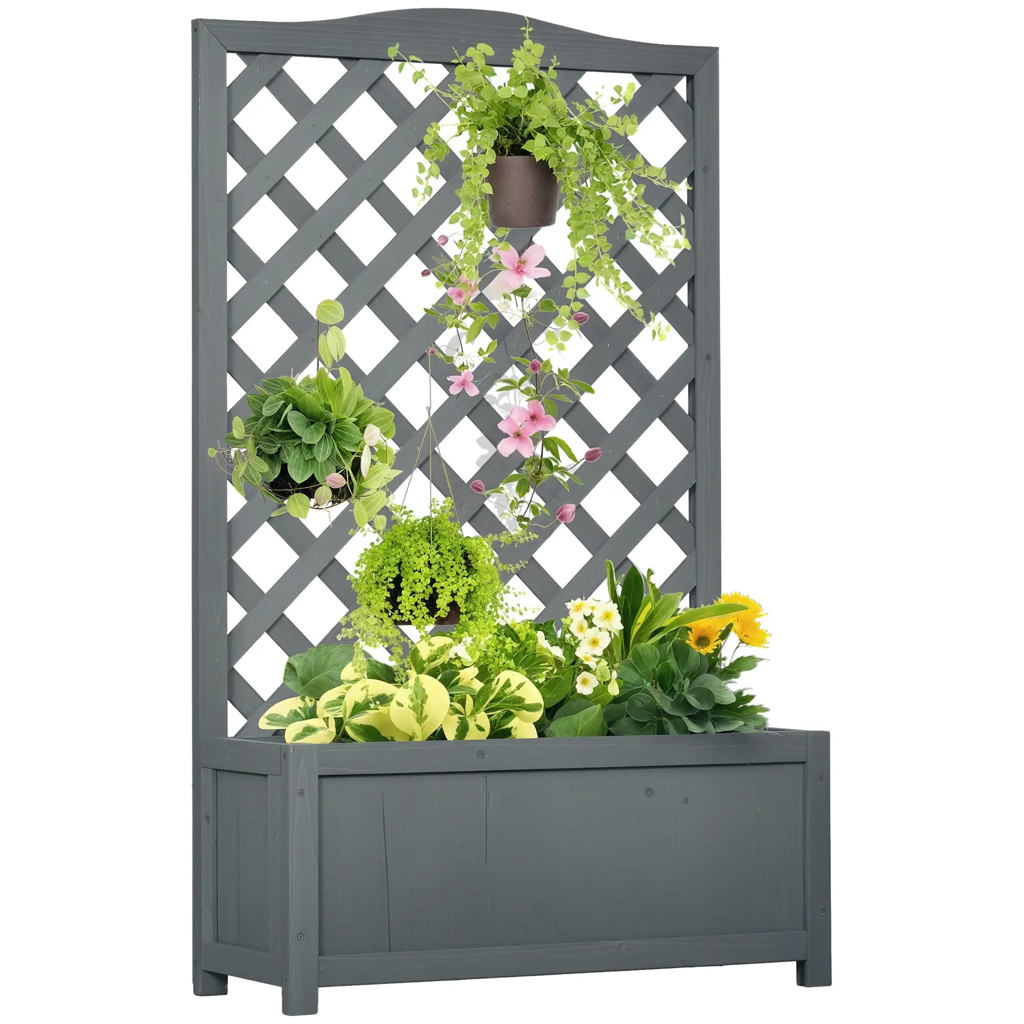 Wood Planter With Trellis, Raised Garden Bed, 28