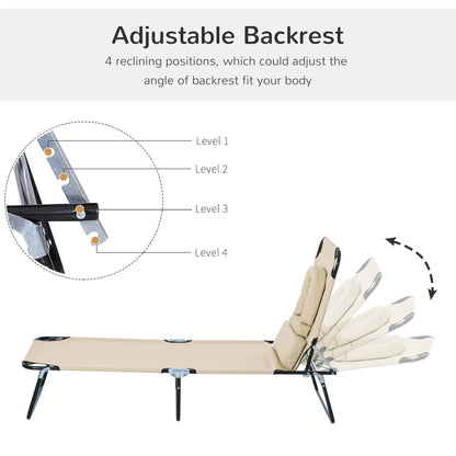 Outdoor Lounge Chair, Adjustable Backrest, Face Hole, Support Pillow, Beige Lounger Chairs at Gallery Canada
