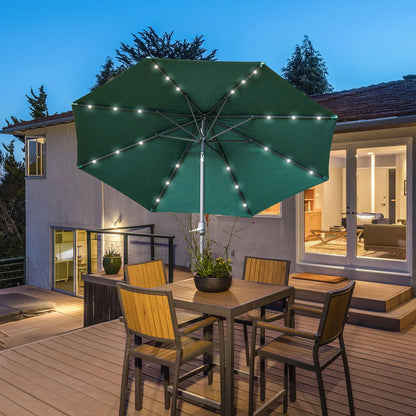 9ft Solar Patio Umbrella, 24 LED Lights, Tilt Canopy, Green Sun Umbrellas at Gallery Canada