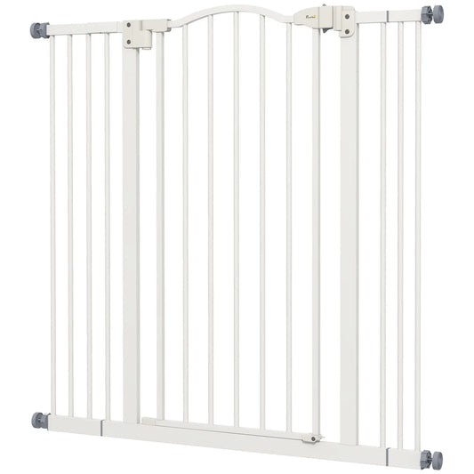 Extra Tall Dog Gate with Door, Pressure Fit, Auto Close, 29-39 Inches, White Houses, Kennels & Pens White at Gallery Canada