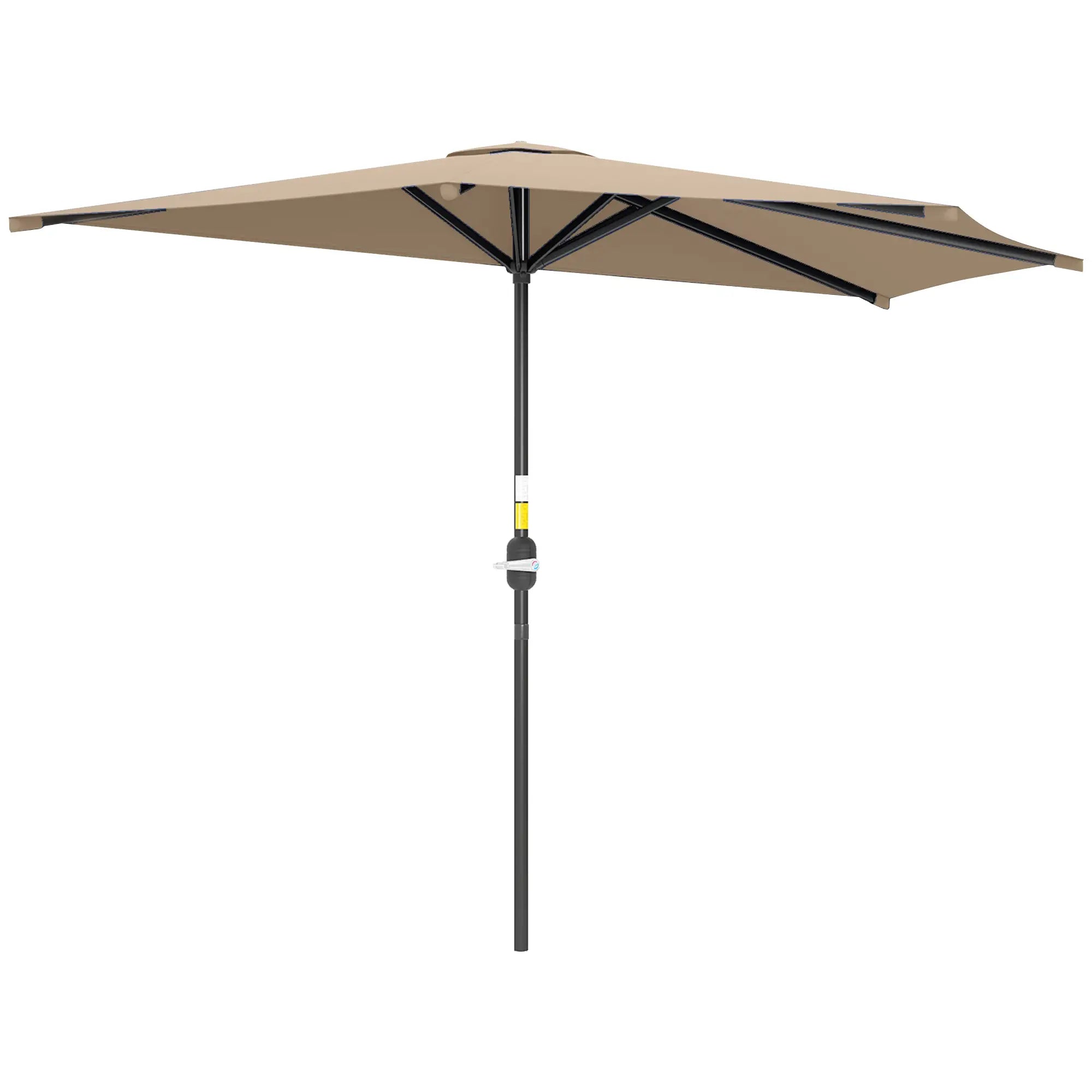 9.8ft Half Umbrella, Semi Round Patio Parasol, Crank Handle, Top Vent, Coffee Half Round Umbrellas at Gallery Canada