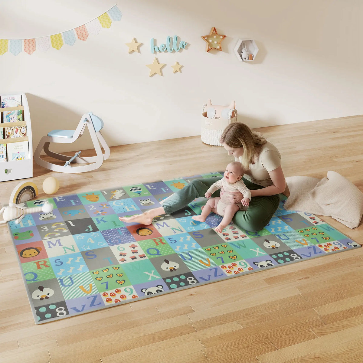 Foldable Baby Play Mat, 77" x 58", Alphabet Track Theme Kids Gym & Playmats at Gallery Canada