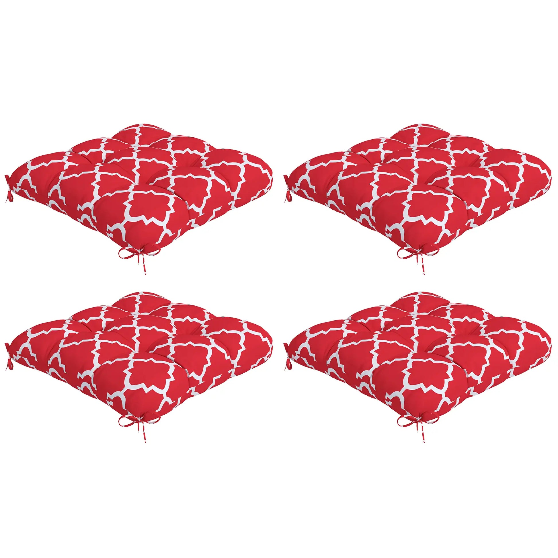 4-Piece Seat Cushion Pillows, Patio Chair Cushions with Ties, Indoor Outdoor Patio Chair Cushions Red, White at Gallery Canada