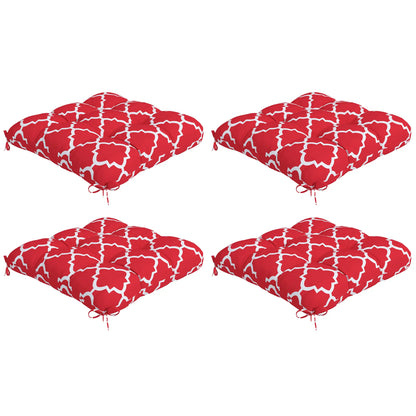 4-Piece Seat Cushion Pillows, Patio Chair Cushions with Ties, Indoor Outdoor Patio Chair Cushions Red, White at Gallery Canada