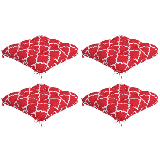 4-Piece Seat Cushion Pillows, Patio Chair Cushions with Ties, Indoor Outdoor Patio Chair Cushions Red, White at Gallery Canada