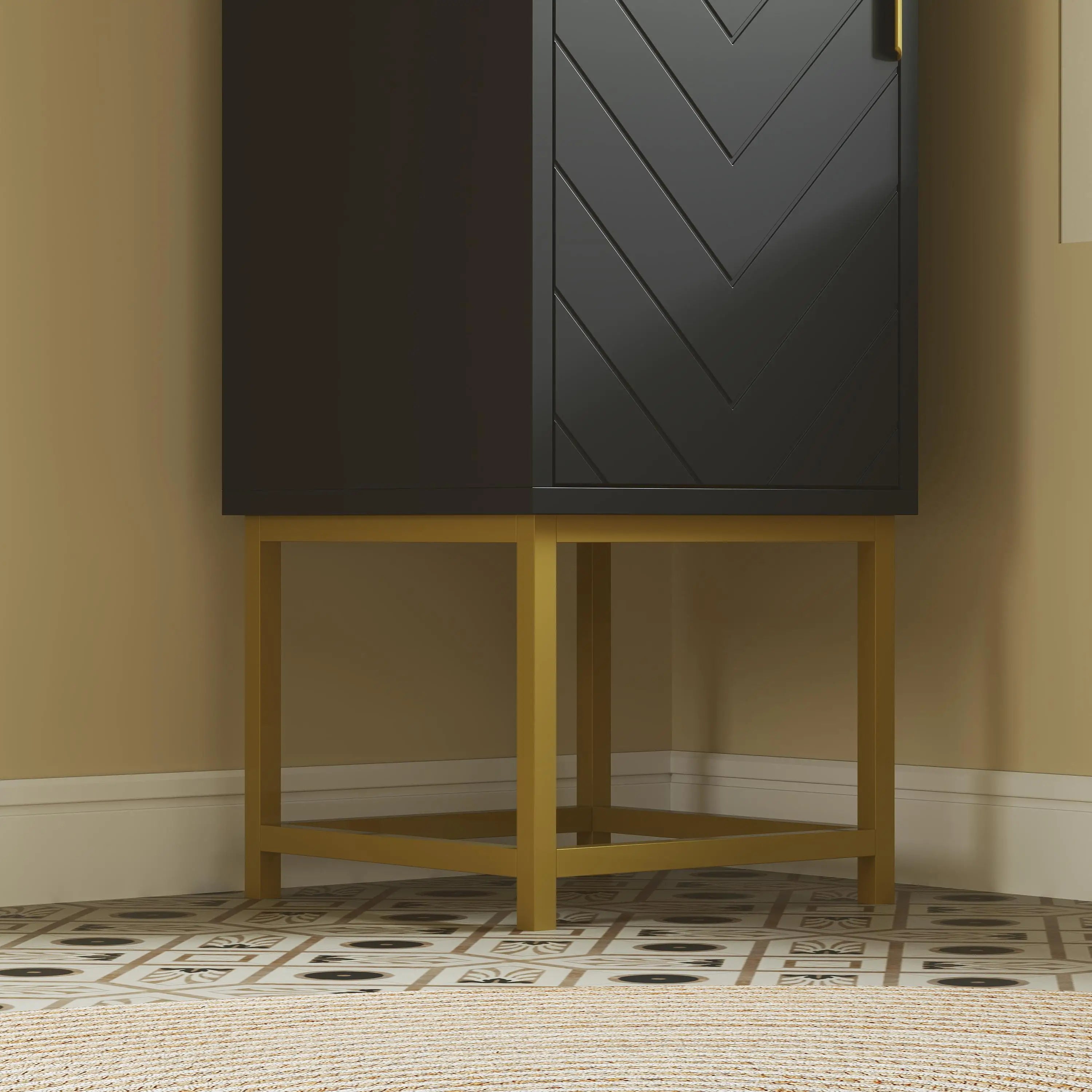 Tall Bathroom Storage Cabinet, Narrow with Adjustable Shelf, Black Bathroom Cabinets at Gallery Canada