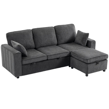Modular Sectional Sofa Bed With Reversible Ottoman, Dark Grey Sofas & Reclining Chairs Dark Grey at Gallery Canada