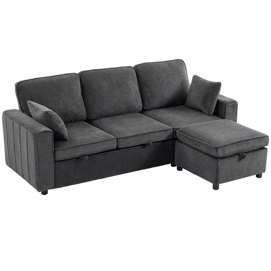 Modular Sectional Sofa Bed With Reversible Ottoman, Dark Grey Sofas & Reclining Chairs Dark Grey at Gallery Canada