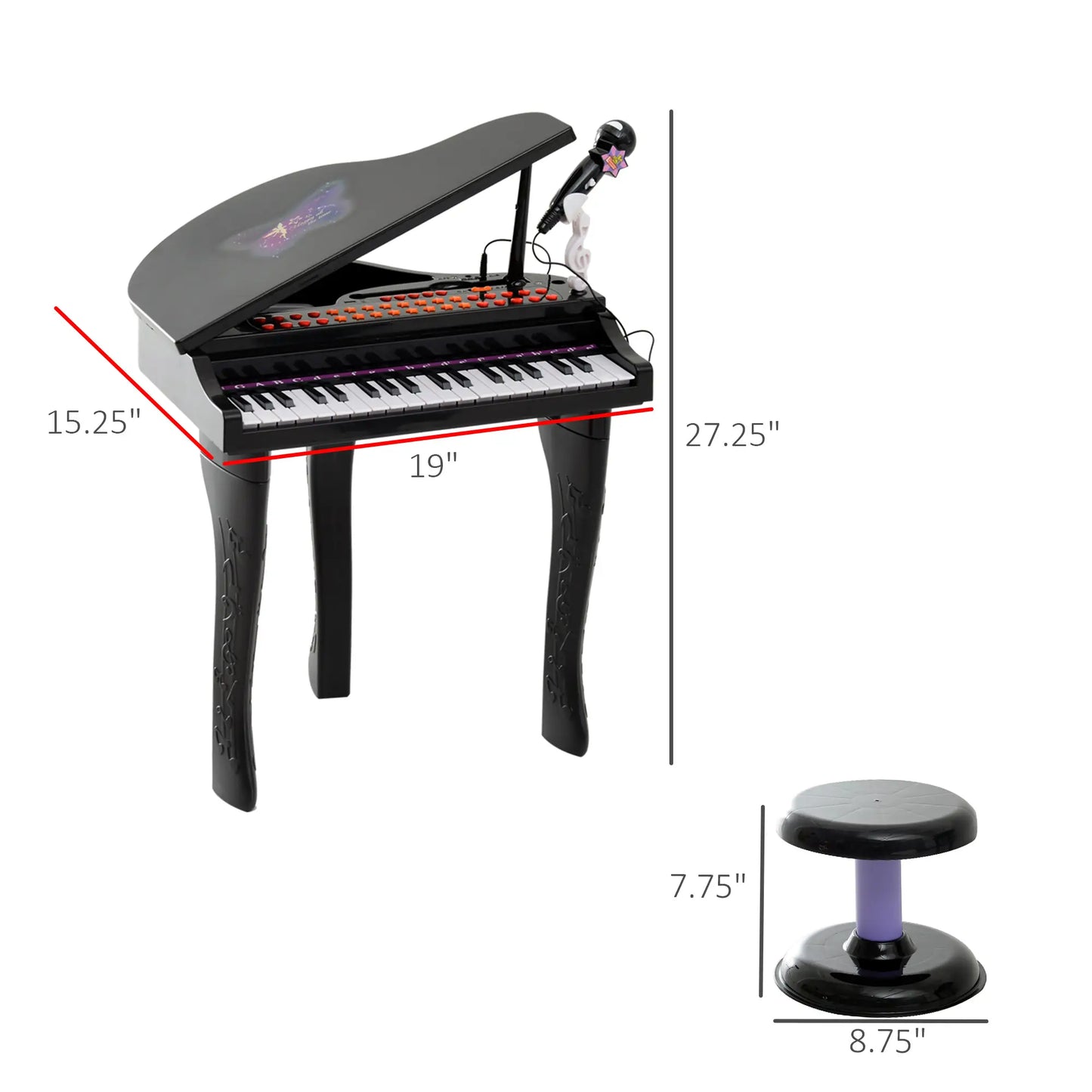 37 Key Mini Electronic Piano, Kids Musical Keyboard with Microphone, Black Electronic Musical Pianos at Gallery Canada