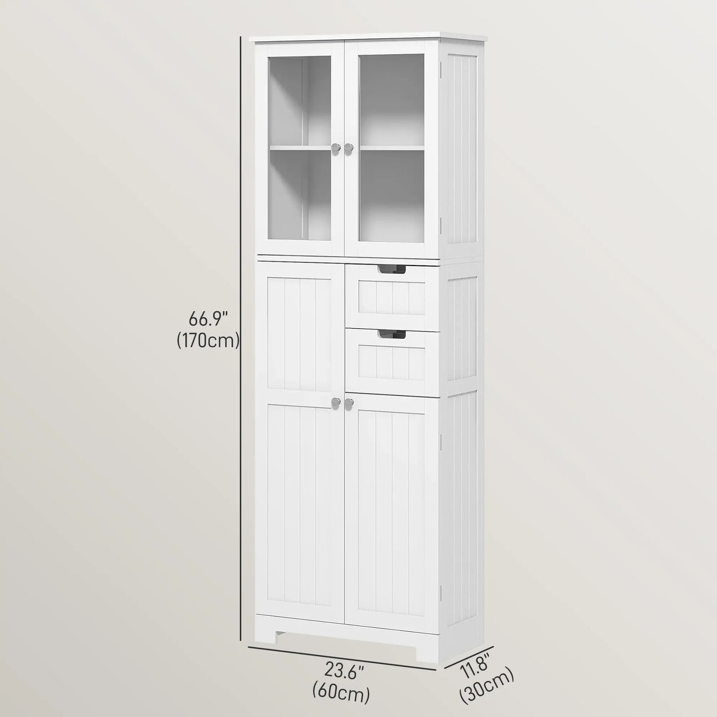 Tall Bathroom Storage Cabinet With Adjustable Shelves, White
