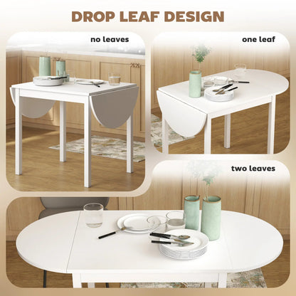 Solid Wood Kitchen Table, Drop Leaf, Folding Dining Table, White Dining Tables at Gallery Canada