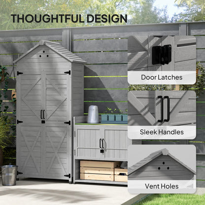 Outdoor Storage Cabinet, Wood Garden Shed with Shelves, 2-in-1 Sheds at Gallery Canada