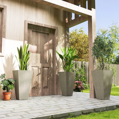 28" Tall Garden Plastic Planters, Set of 3, Indoor Outdoor, Mixed Grey, Grey Garden Accessories at Gallery Canada