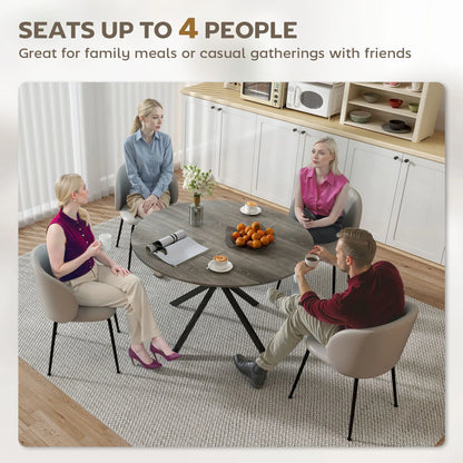 47" Round Kitchen Table for 4, Industrial Dining Table, Wood Grain, Black, Grey Dining Tables at Gallery Canada