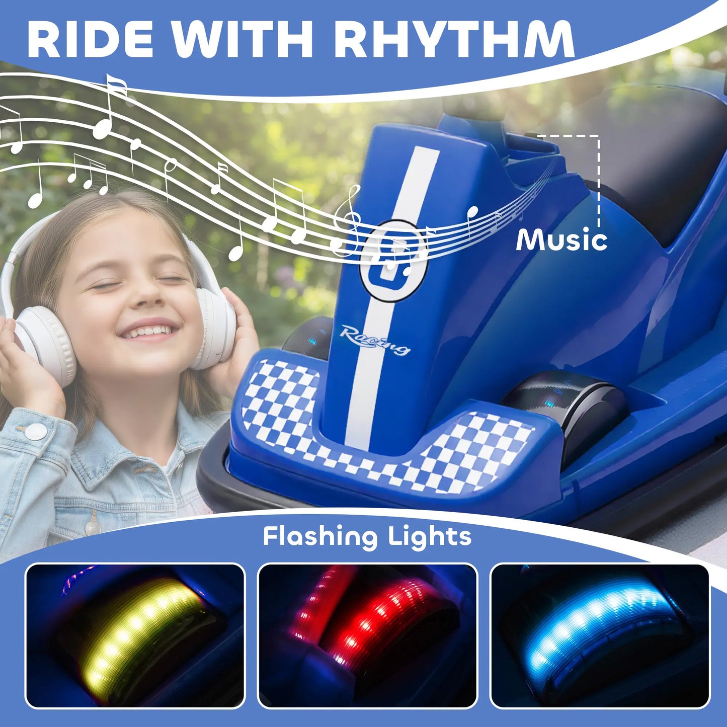 6V Bumper Car for Kids, 360 Degree Spin, Dual Motors, Music, Blue Electric Toy Cars at Gallery Canada