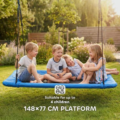 Adjustable Ropes Tree Straps Basket Swing, 58" x 30", 660 lbs Capacity, Blue Gym Sets & Swings at Gallery Canada