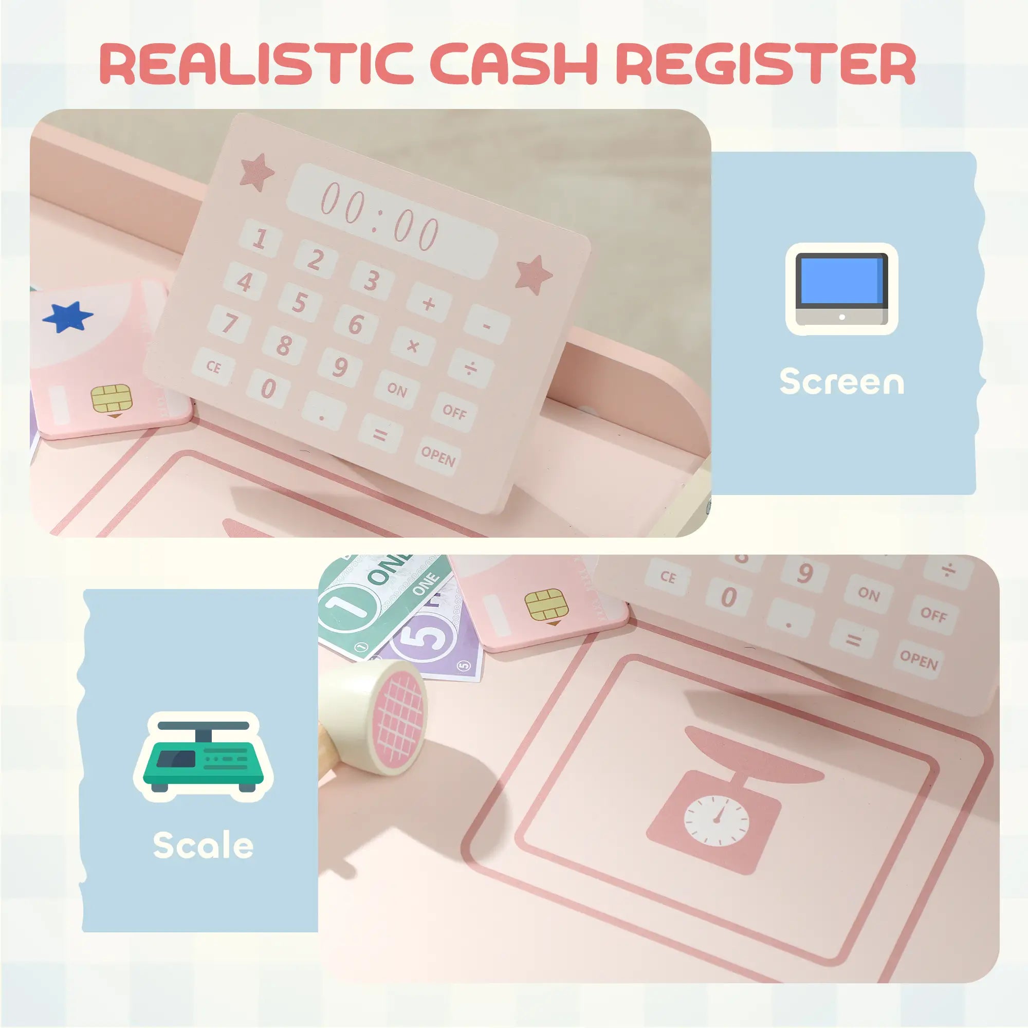 Kids Grocery Store Playset, Cash Register, Vending Machine, Pink Toy Playsets at Gallery Canada