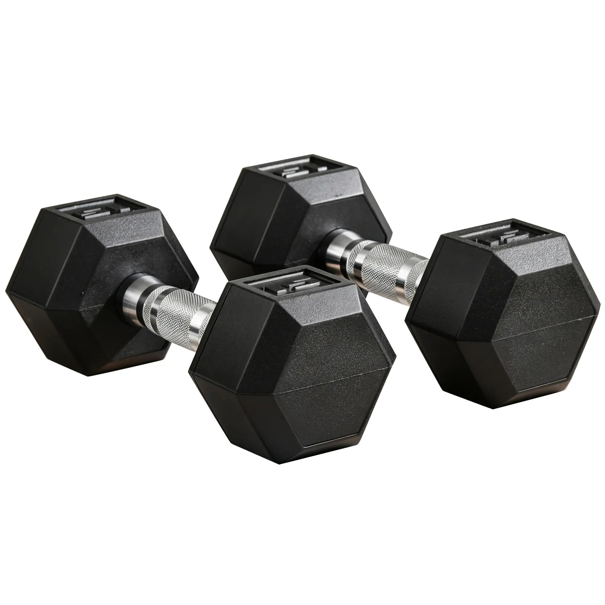Rubber Dumbbells Weight Set, 30lbs, 2 x 15lbs, Black Dumbbells & Barbells at Gallery Canada