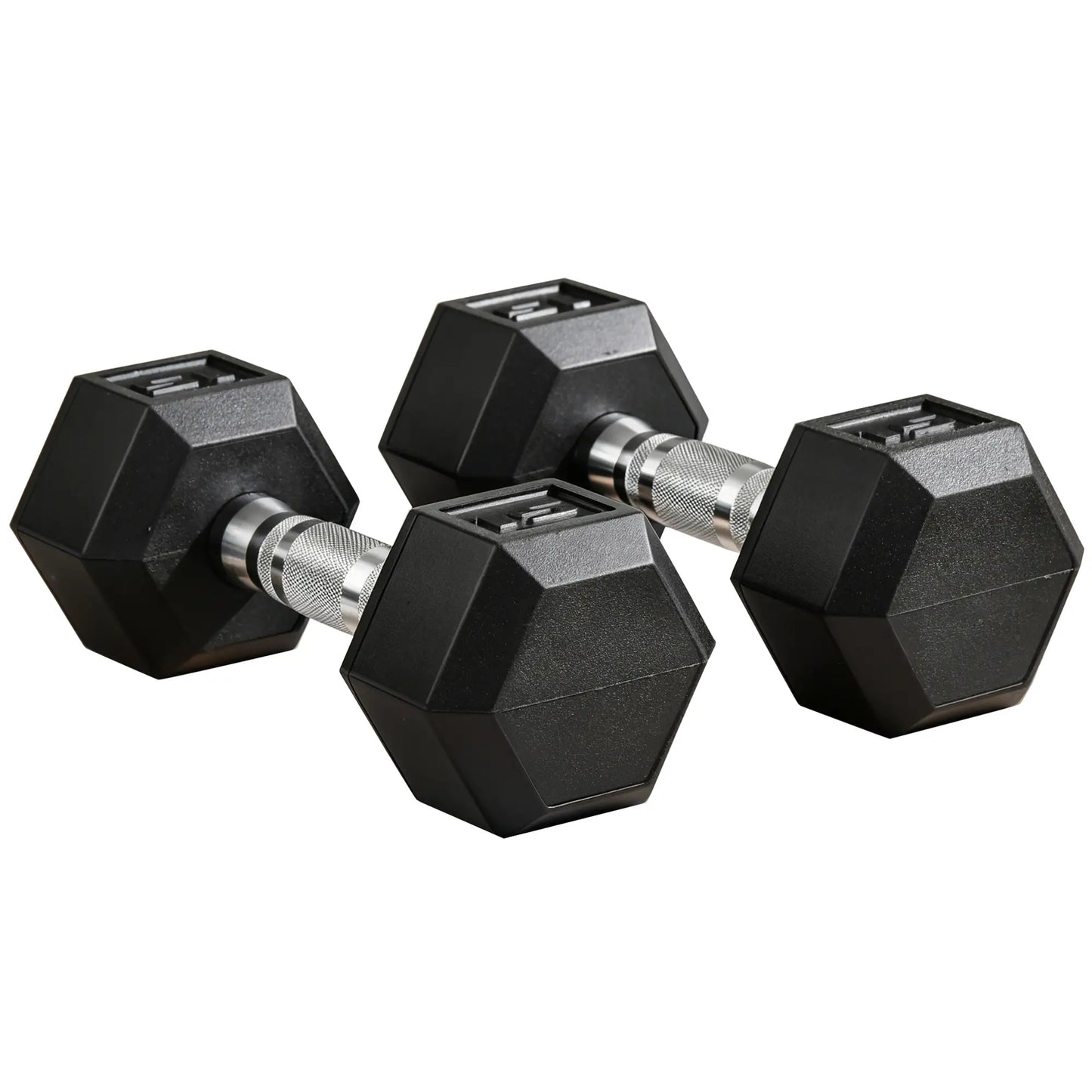 Rubber Dumbbells Weight Set, 30lbs, 2 x 15lbs, Black Dumbbells & Barbells at Gallery Canada