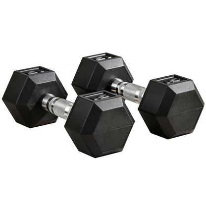 Rubber Dumbbells Weight Set, 30lbs, 2 x 15lbs, Black Dumbbells & Barbells at Gallery Canada
