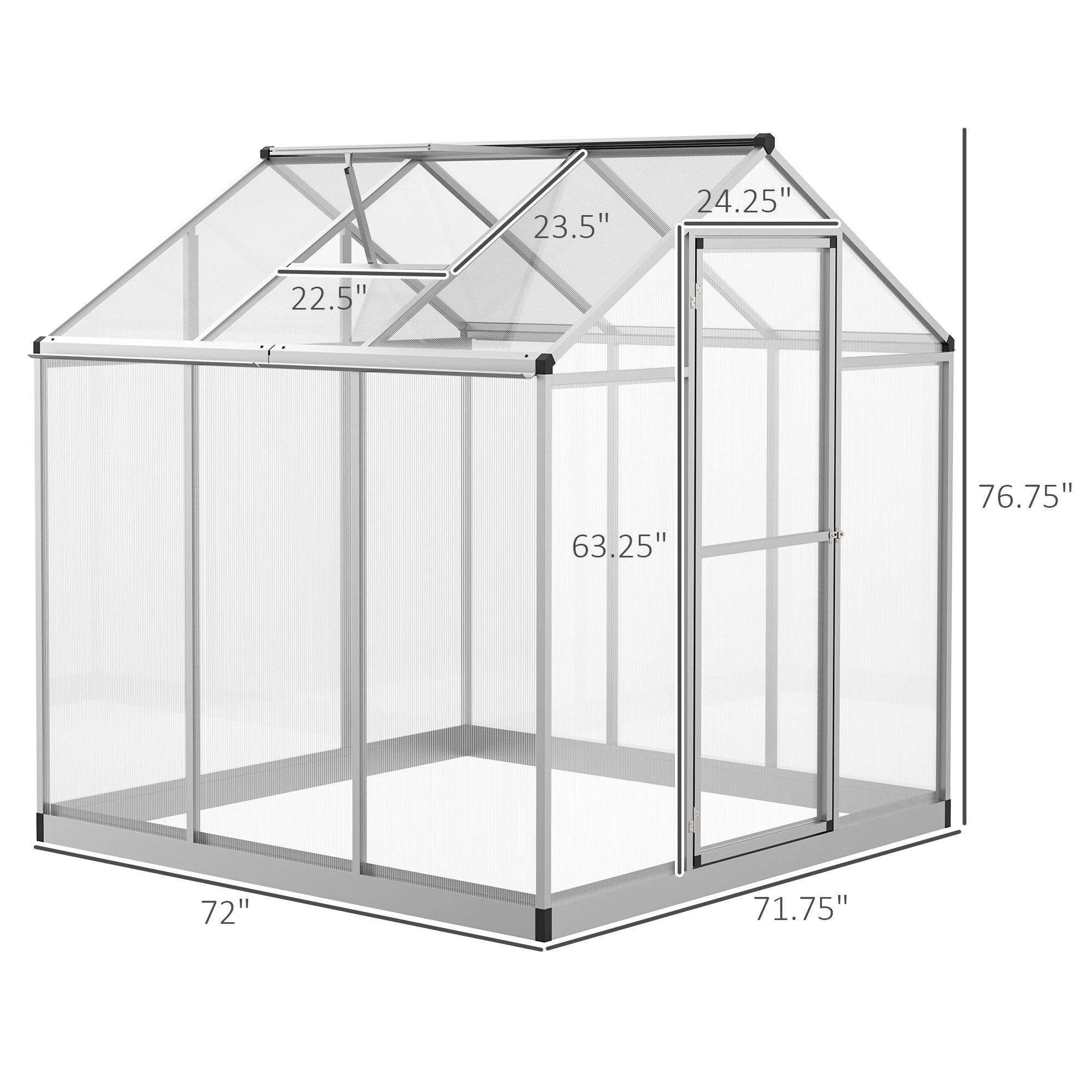 6' x 6' x 6.4' Walk-in Greenhouse, Polycarbonate Panels, Outdoor Walk In Greenhouses at Gallery Canada