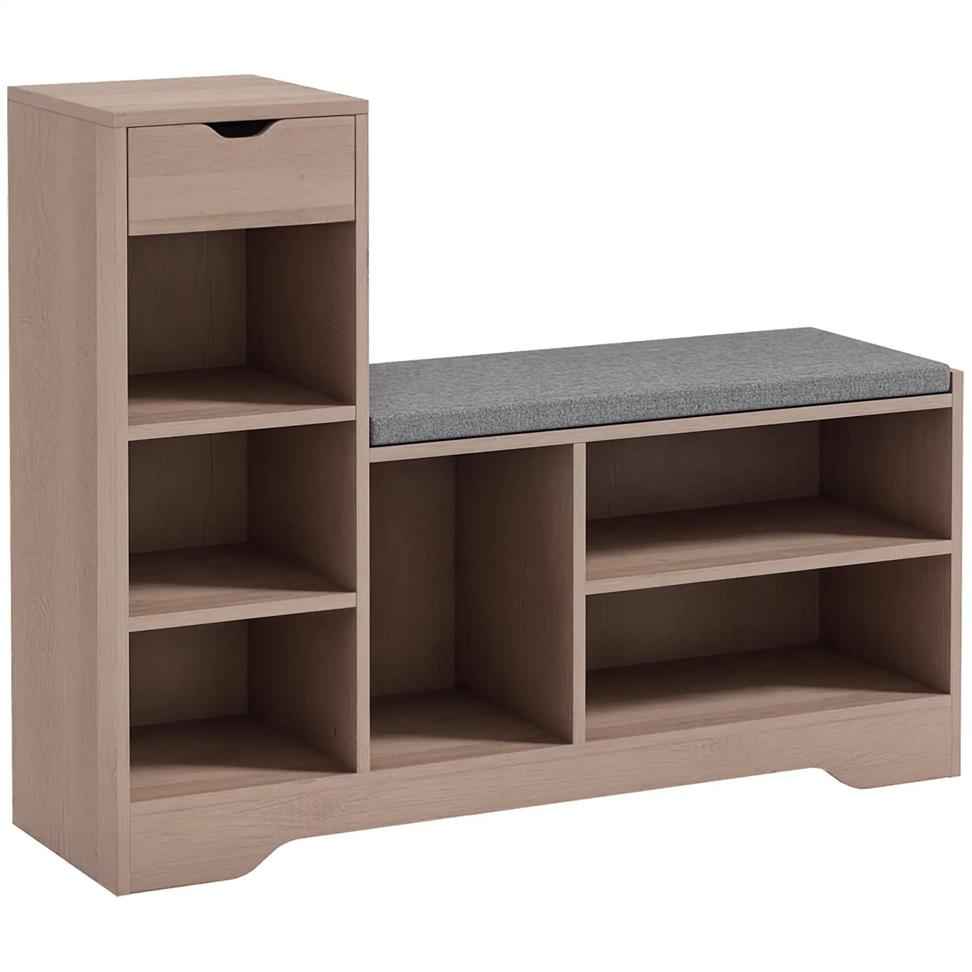 Upholstered Shoe Storage Bench With Seat, Drawer, 6 Shelves, Grey Shoe Storage Cabinets & Racks at Gallery Canada