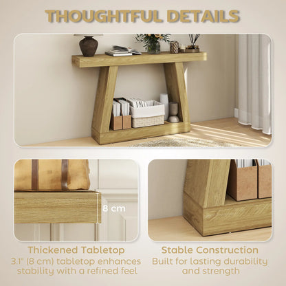 55" Farmhouse Console Table with Storage, Oak Console Tables at Gallery Canada