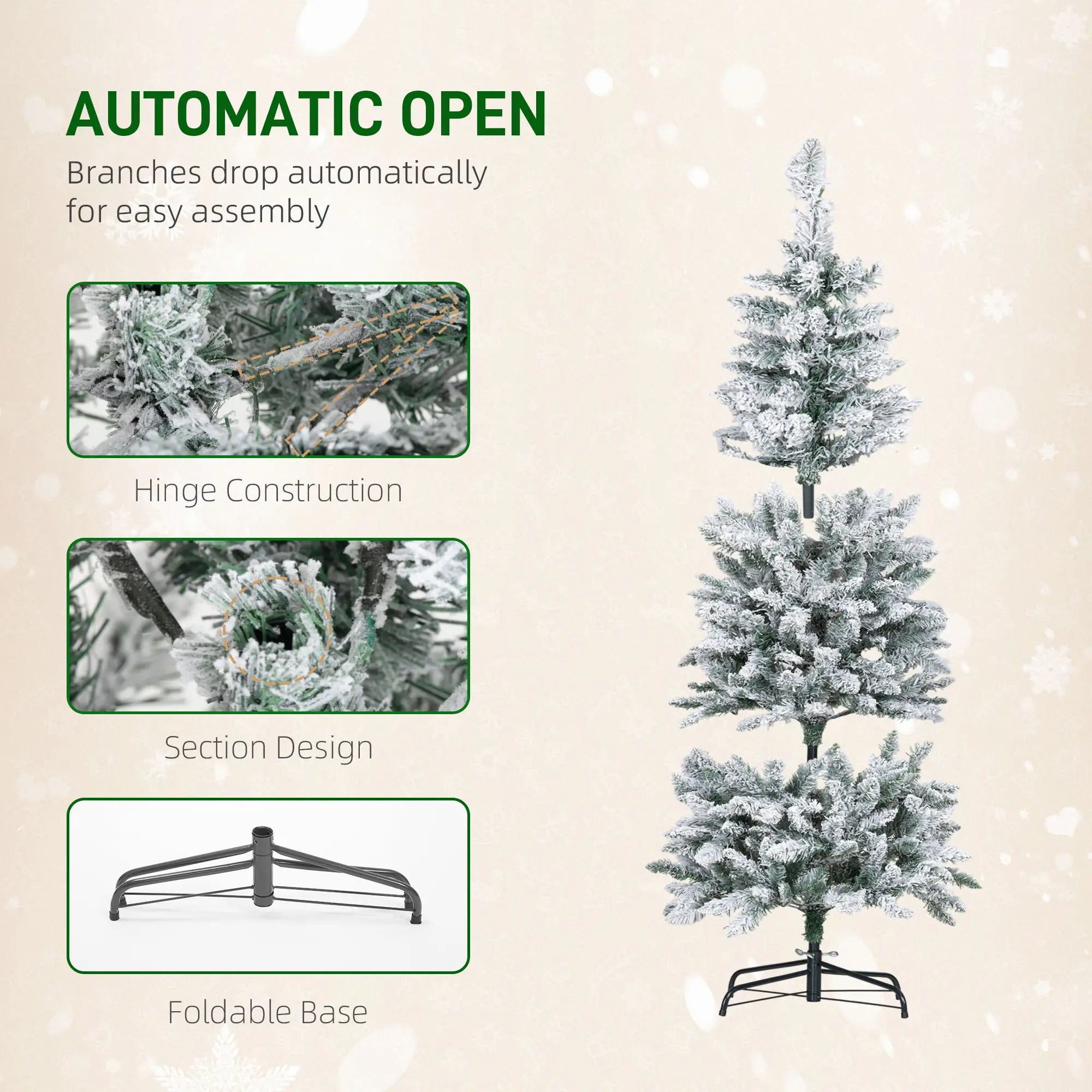 5ft Flocked Christmas Tree, Dual Color LED Light, 11 Modes, Easy Assembly, Color Flocked Christmas Trees at Gallery Canada