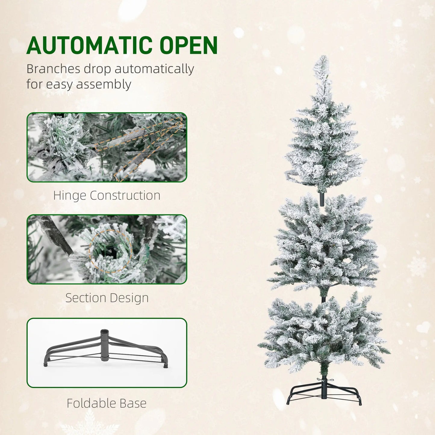 5ft Flocked Christmas Tree, Dual Color LED Light, 11 Modes, Easy Assembly, Color Flocked Christmas Trees at Gallery Canada