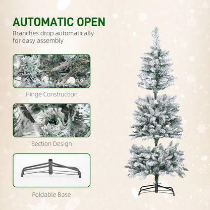 5ft Flocked Christmas Tree, Dual Color LED Light, 11 Modes, Easy Assembly, Color Flocked Christmas Trees at Gallery Canada