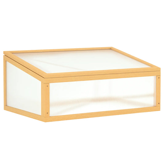 Portable Wooden Cold Frame Greenhouse, Openable Top, 35.5"x23.5"x15.75", Light Brown Cold Frame Greenhouses Light Brown at Gallery Canada