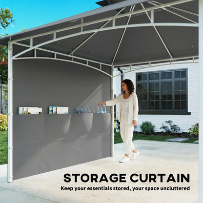 10' x 10' Dark Grey Patio Gazebo, Double Roof Canopy Shelter With Storage, Dark Grey Gazebos at Gallery Canada
