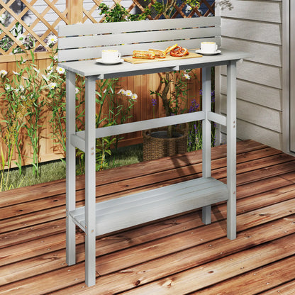 110cm Rectangle Outdoor Bar Table, Slatted Top, Grey Patio Dinning Tables at Gallery Canada