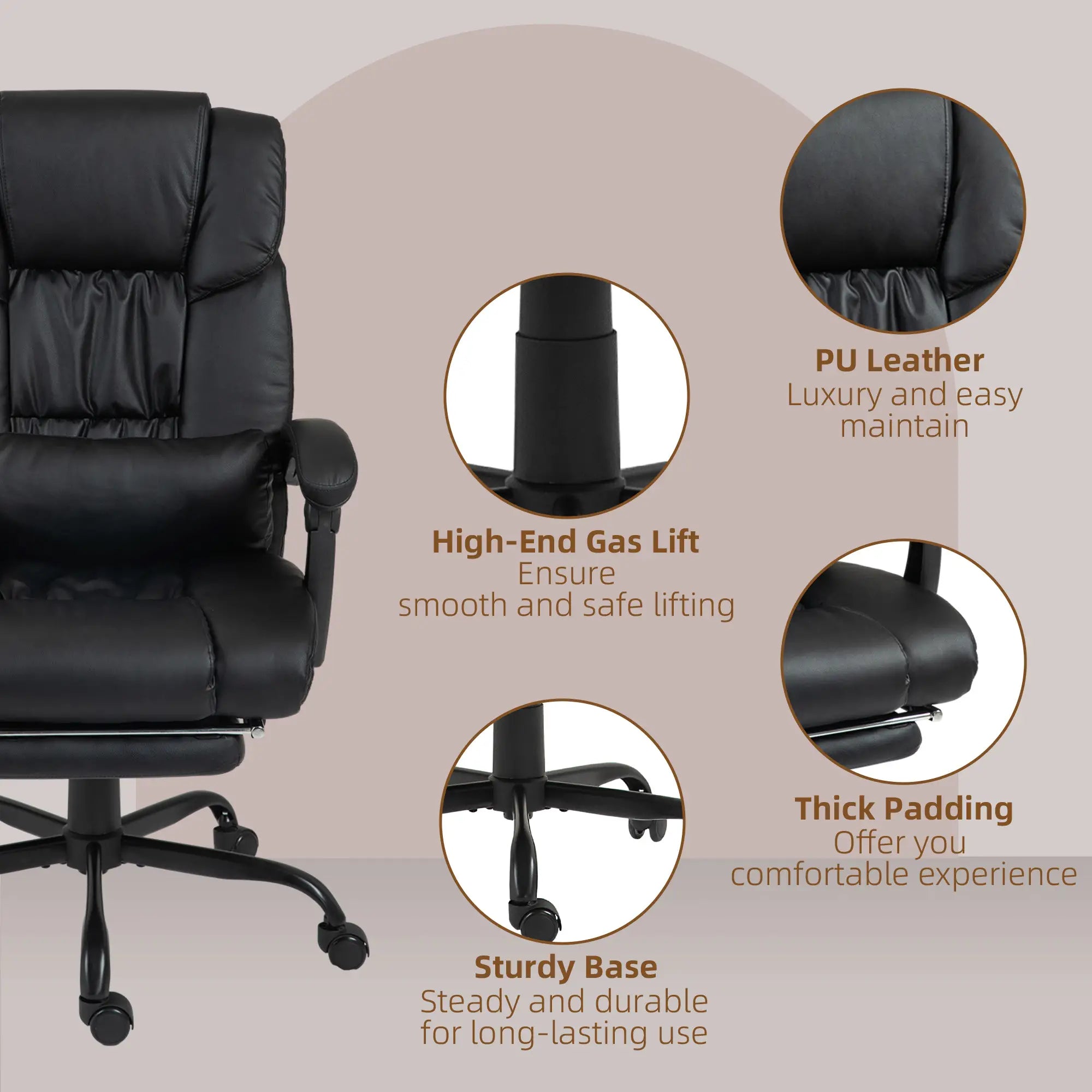 6-Point Vibration Massage Chair, Height Adjustable, Reclining, Black Massage Chairs at Gallery Canada