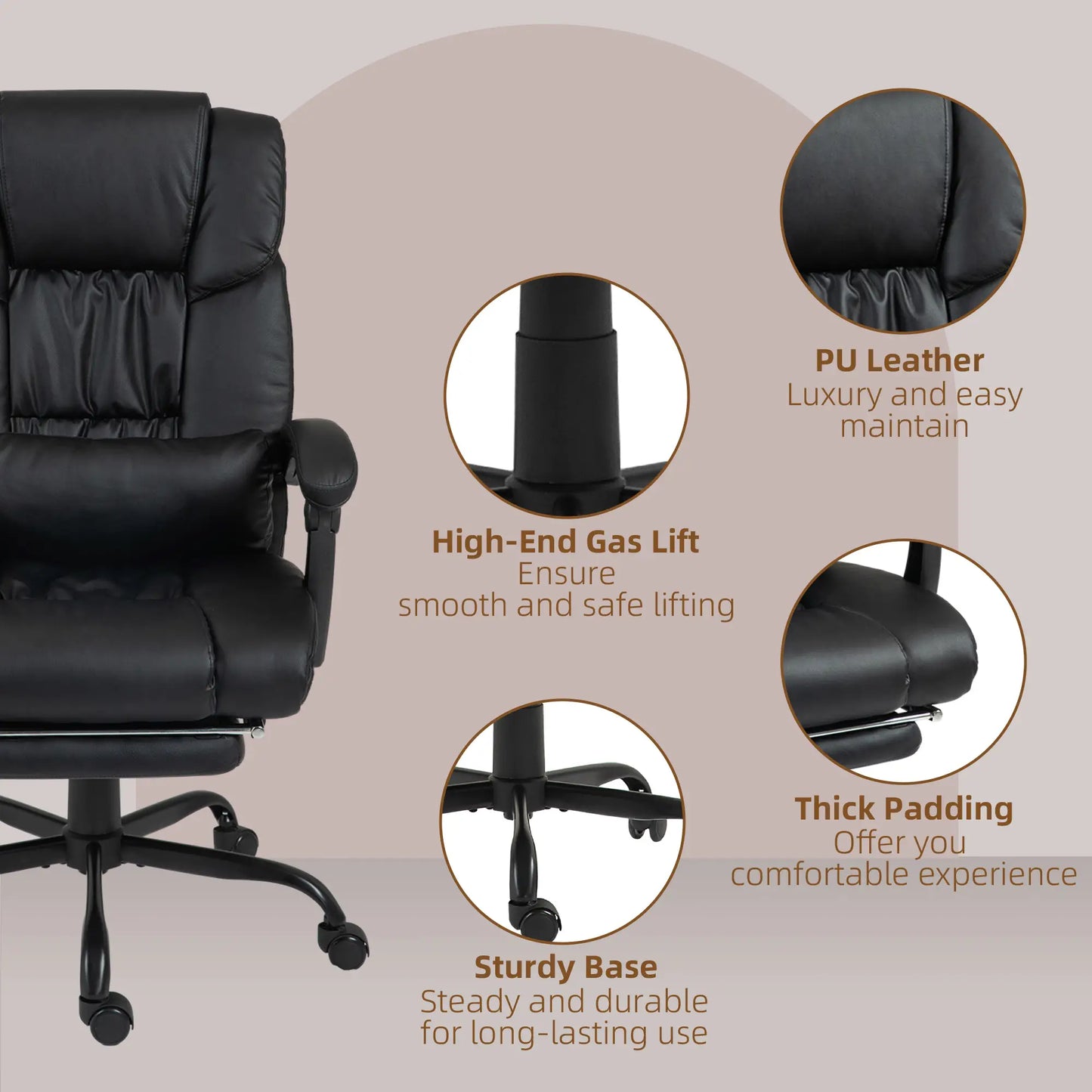 6-Point Vibration Massage Chair, Height Adjustable, Reclining, Black Massage Chairs at Gallery Canada