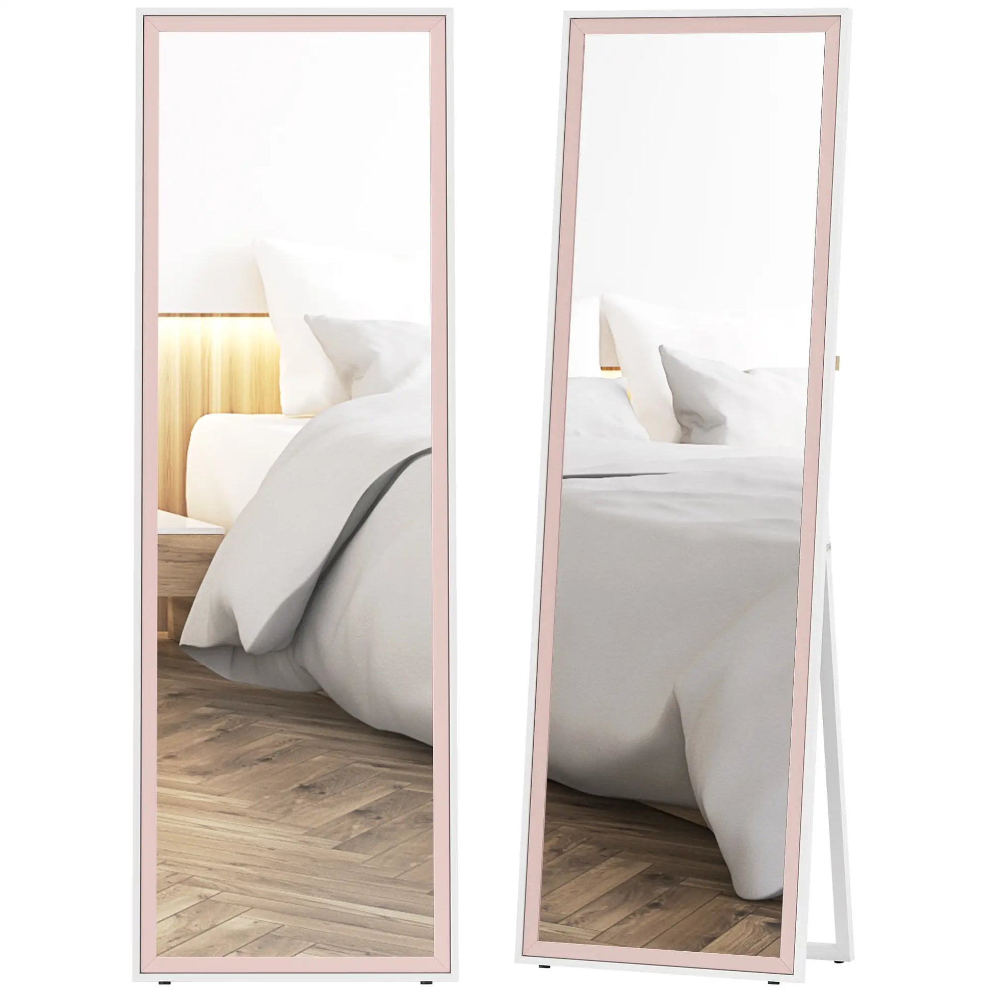 64" x 21" Full Length Mirror, Rectangular Frame, Standing, White and Pink Full Length Mirrors at Gallery Canada