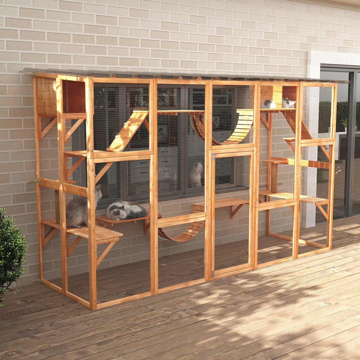 Large Outdoor Catio, Condos, Platforms, Doors, Ladders, Weather-Resistant Roof, Orange Outdoor Cat Enclosures at Gallery Canada
