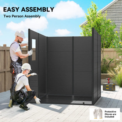 Abri de rangement extérieur 6' x 6', abri de jardin en plastique, gris foncé, gris foncé