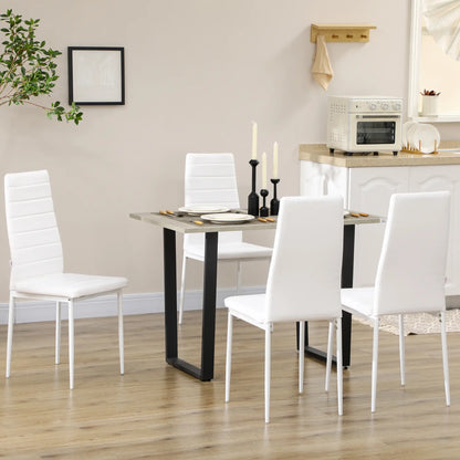 Modern Dining Chairs, Set of 4, High Back PU Leather, White Bar Stools at Gallery Canada