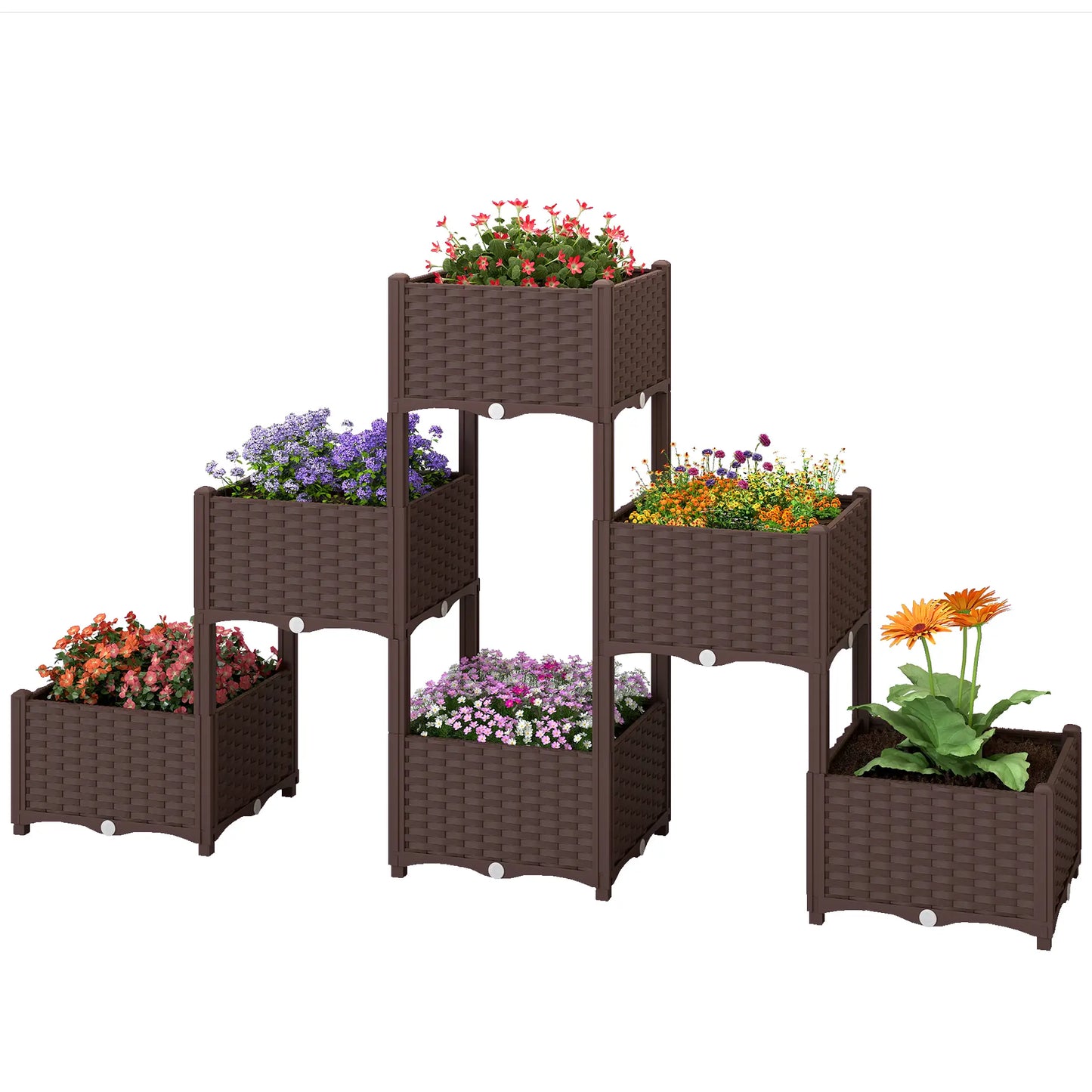 Plastic Raised Garden Bed With Legs, Self Watering Elevated Planter Box Elevated Garden Beds Brown at Gallery Canada